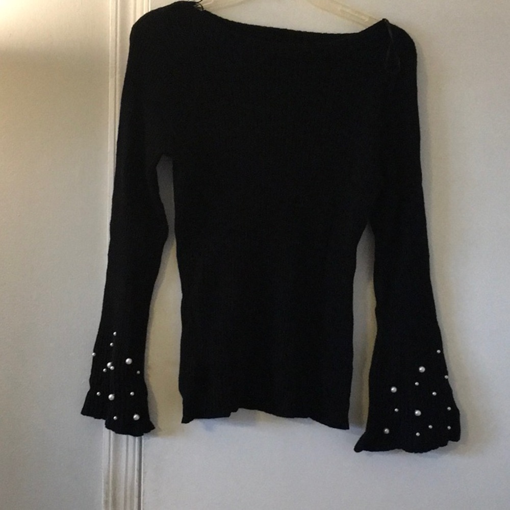 Venus large sweater with bell sleeves embellished with pearls